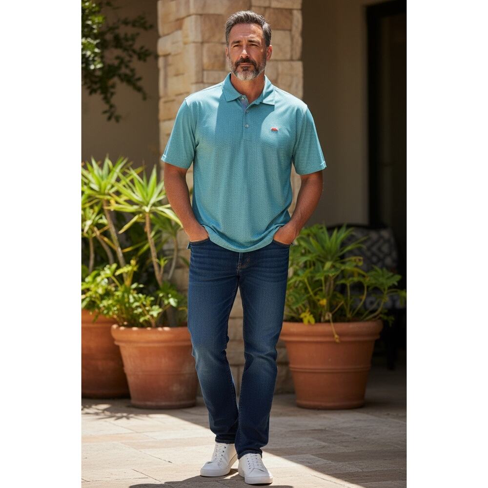 Fairway Greene Made in USA M Aqua Golf Polo Shirt Performance Classic Fit